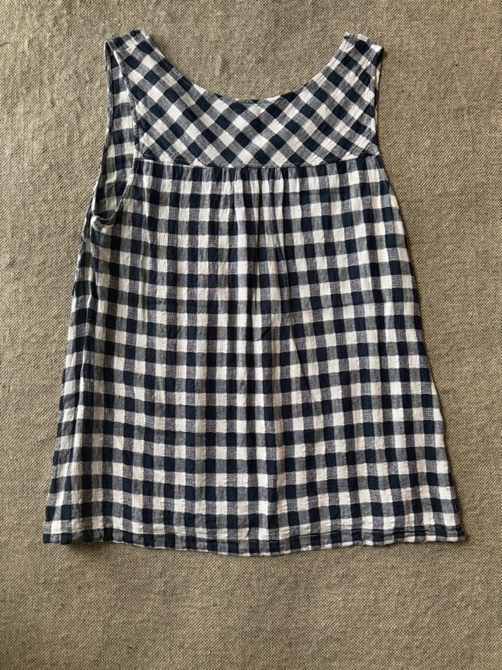 Time and Tru Navy and White Gingham Sleeveless Tank Top - Picture 3 of 3